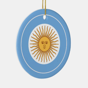 Argentina Flagga Roundel, runda argentinska Flagga Julgransprydnad Keramik