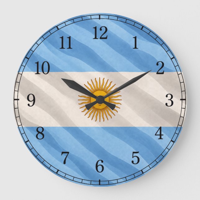Argentina Flagga Väggur — Vågande Flagga Design (Framsida)