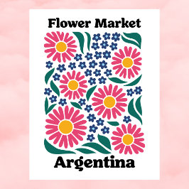 Argentina Flower Market Pink Daisy & Blue Meadow Vykort