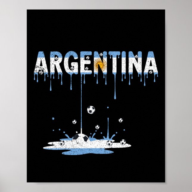 Argentina Fotboll Droppande Flagga Poster (Framsidan)