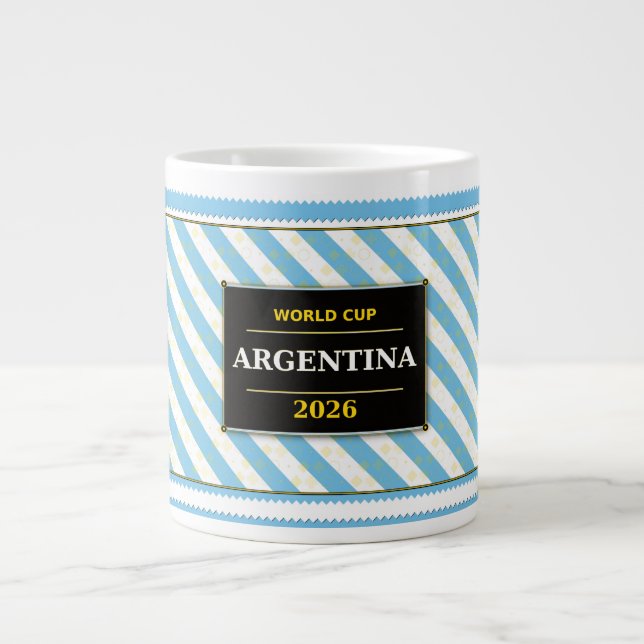 Argentina Fotboll Fanflagga Färger Randigt Mönster Jumbo Mugg (Framsidan)