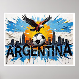 Argentina Fotboll Silhuett Oljemålning Stil Konst Poster
