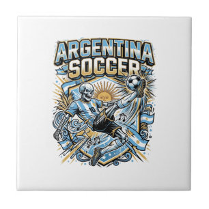 Argentina Fotboll Skelett Anfallare Nationer Affis Kakelplatta