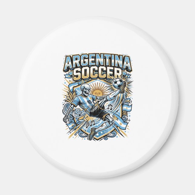 Argentina Fotboll Skelett Anfallare Nationer Affis Magnet (Framsidan)
