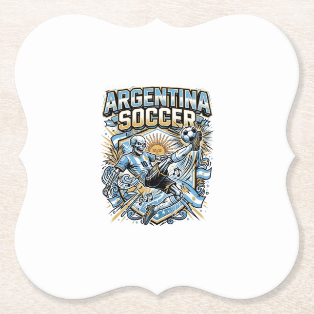 Argentina Fotboll Skelett Anfallare Nationer Affis Underlägg Papper (Framsida)