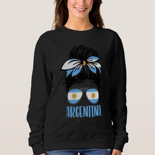 Argentina Girl Messy Hair Bun Argentinian Girl Flä T Shirt (Framsida)