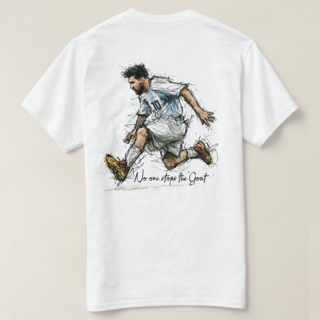 Argentina GOAT 10 Fotboll Sketch T-Shirt (Design baksida)