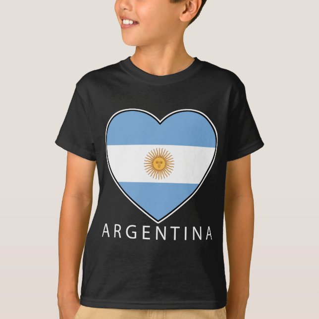 Argentina Heart Flag Soccer T Shirt (Framsida)