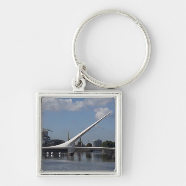 Argentina, Huvudstad Buenos Aires. Kvinna Fyrkantig Silverfärgad Nyckelring (Framsidan)