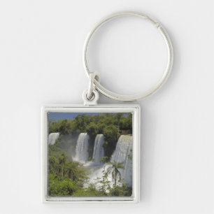 Argentina, Iguacu fallen i sol. Fyrkantig Silverfärgad Nyckelring