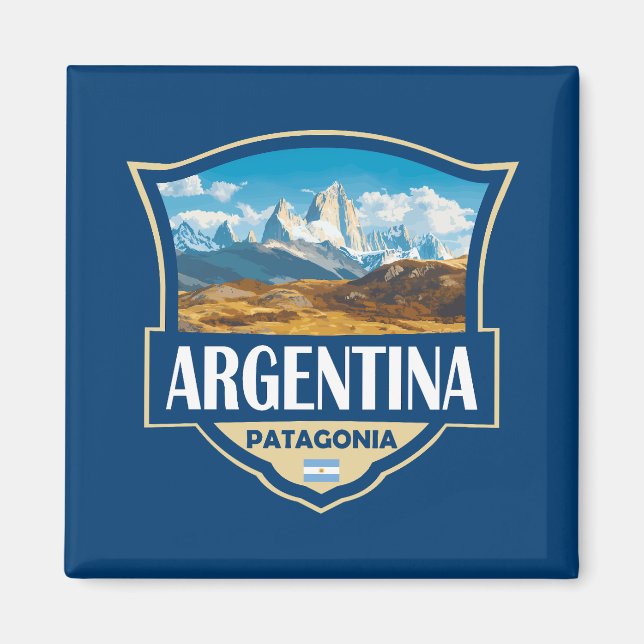 Argentina Illustration Retro Badge Magnet (Framsidan)