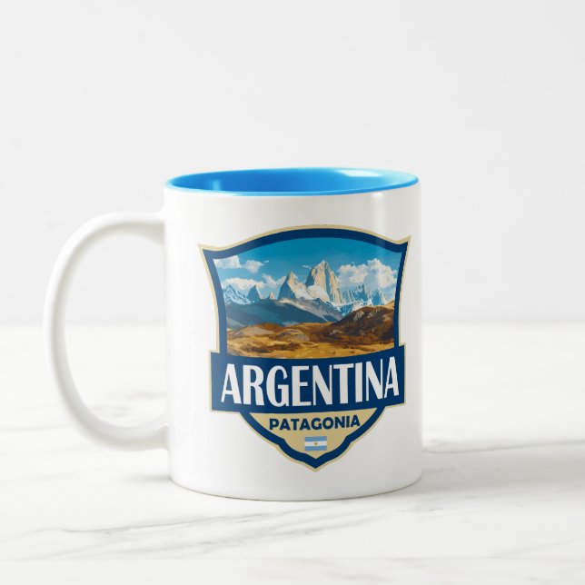 Argentina Illustration Retro Badge Två-Tonad Mugg (Vänster)