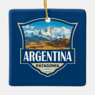 Argentina Illustration Retro Märke Julgransprydnad Keramik