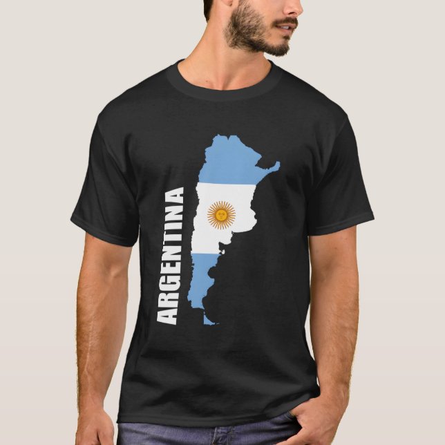 Argentina Karta Flagga T Shirt (Framsida)