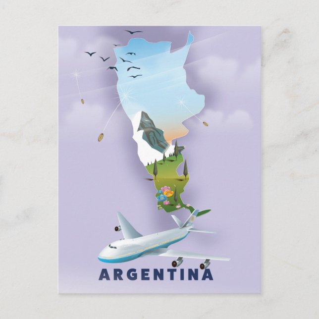 Argentina kartan resa affisch vykort (Framsida)