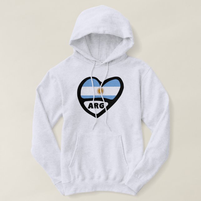 Argentina Land Code Flagga Heart ARG Hoodie (Design framsida)