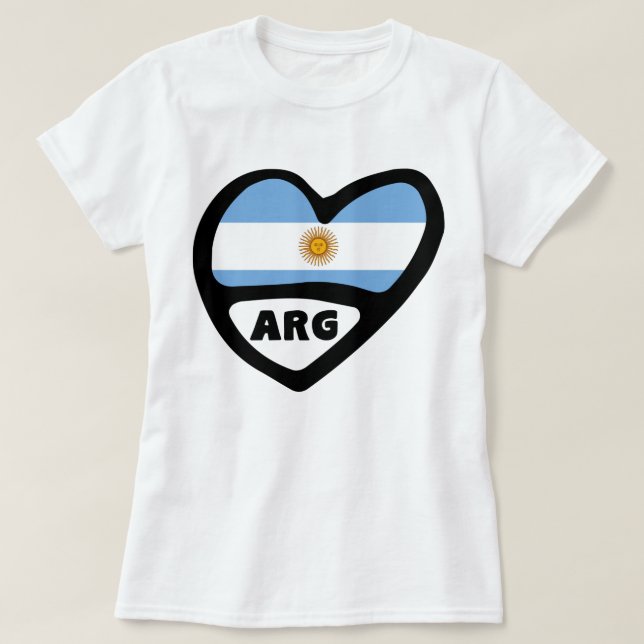 Argentina Land Code Flagga Heart ARG T Shirt (Design framsida)
