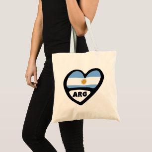 Argentina Land Code Flagga Heart Pin Badge, ARG Tygkasse