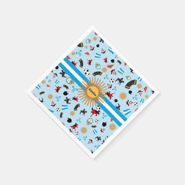 Argentina-land flagga med berömd-ikoner pappersservett (Hörn)