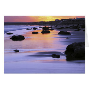 Argentina, Las Grutas. Stranden vid solnedgång. Hälsningskort