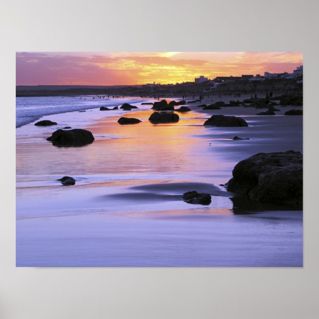 Argentina, Las Grutas. Stranden vid solnedgång. Poster (Framsidan)