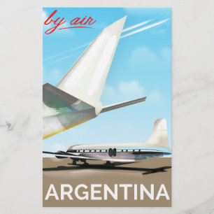 Argentina "Med flyg" vintage flygplansaffisch Brevpapper