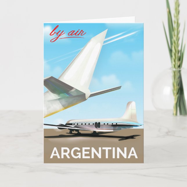 Argentina "Med flyg" vintage flygplansaffisch Helgkort (Framsida)
