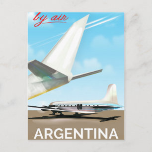 Argentina "Med flyg" vintage flygplansaffisch Vykort
