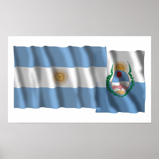 Argentina & Mendoza som viftar flaggor Poster (Framsidan)