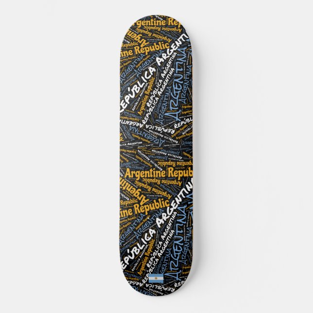 Argentina National Pride Wordcloud Mini Skateboard Bräda 18,5 Cm (Framsida)