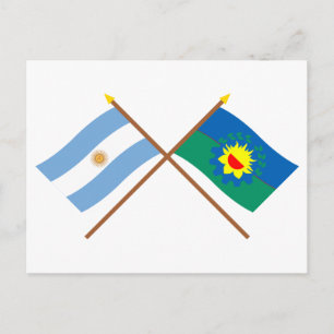 Argentina och Buenos Aires Korsade flaggor Vykort