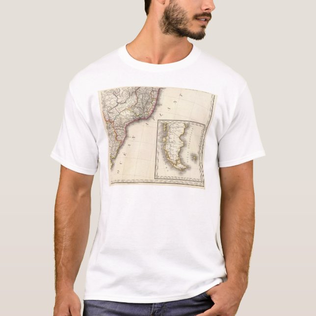 Argentina och Chile inristad karta T Shirt (Framsida)