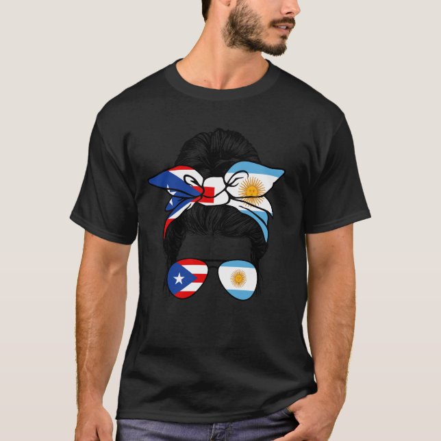 Argentina och Puerto Rico Mix Halvargentinsk Hal T Shirt (Framsida)