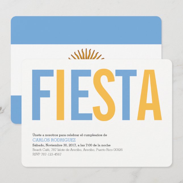 Argentina-partsinbjudan Inbjudningar (Fram/baksida)