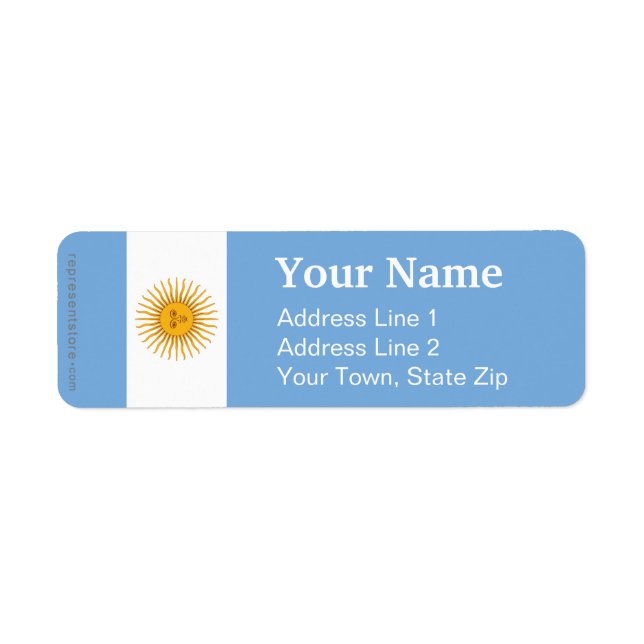 Argentina Plain Flagga Returadress Etikett (Framsidan)