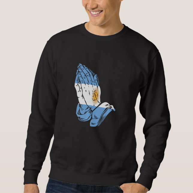 Argentina Praying Händer Flagga Camisa De Argentin Lång Ärmad Tröja (Framsida)