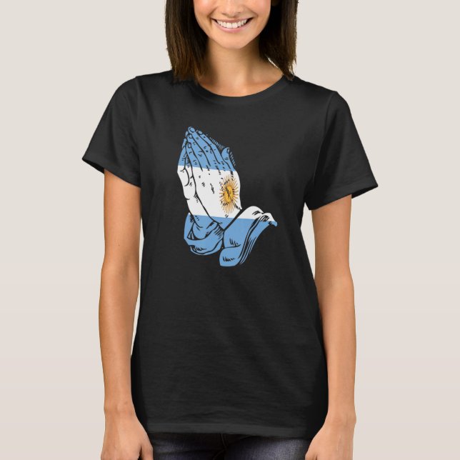 Argentina Praying Händer Flagga Camisa De Argentin T Shirt (Framsida)