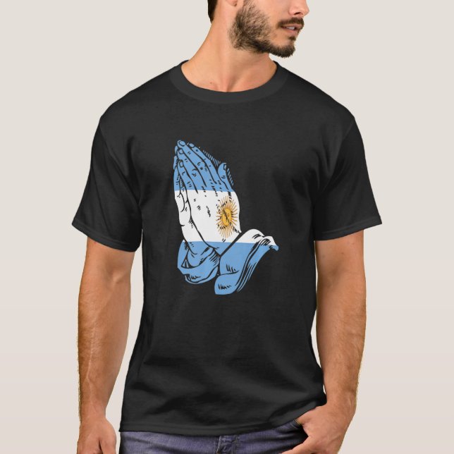 Argentina Praying Händer Flagga Camisa De Argentin T Shirt (Framsida)