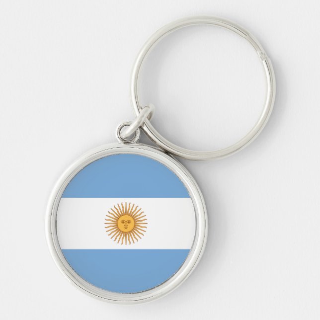 argentina rund silverfärgad nyckelring (Framsidan)