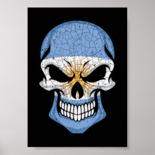 Argentina Smiling Skull Flagga Poster