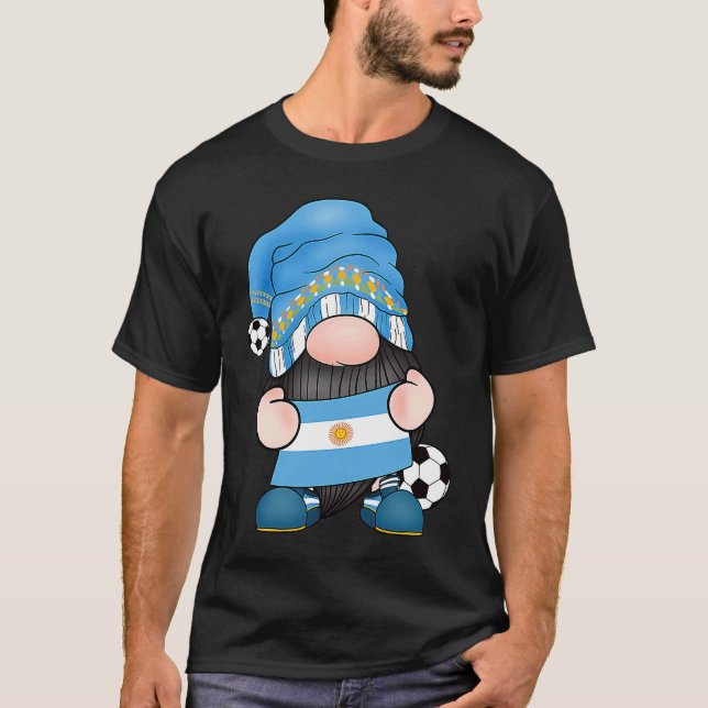 Argentina Soccer Gnome Argentinian Football Roots  T Shirt (Framsida)