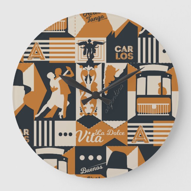 Argentina: Sömlös etnisk illustration. Stor Klocka (Framsida)