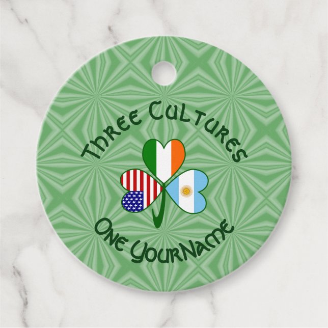 Argentina, USA, Shamrock Flagga Personlig Gåvor Etiketter (Framsida)