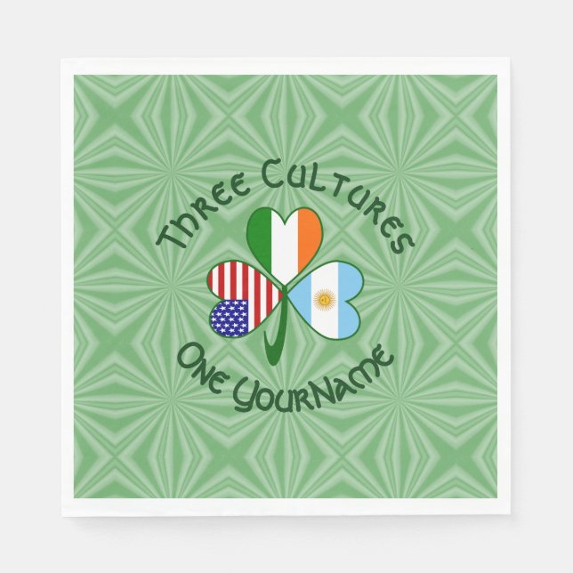 Argentina, USA, Shamrock Flagga Personlig Pappersservett (Framsidan)