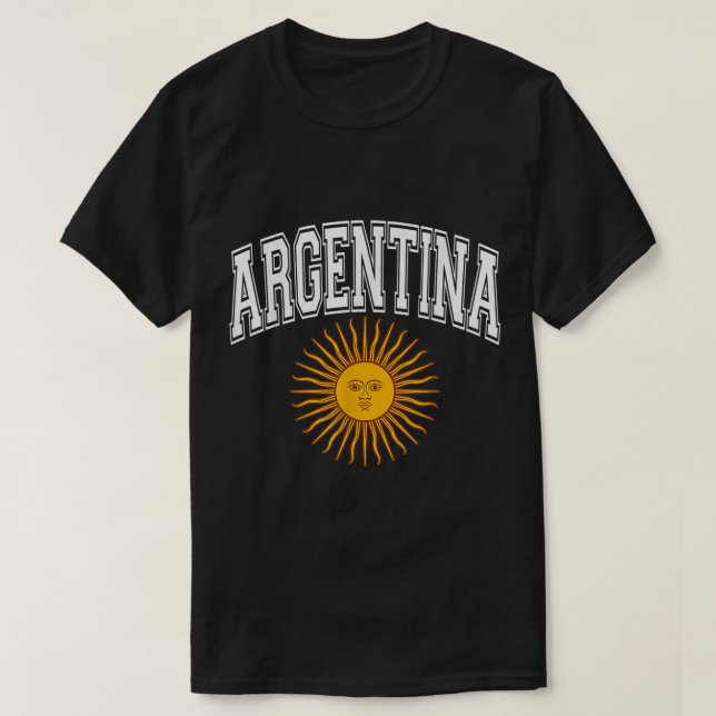 Argentina Varsity Stil Sol i Maj White Text T Shirt (Design framsida)