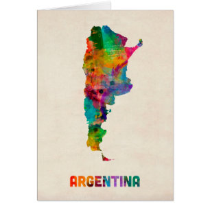 Argentina vattenfärgkarta hälsningskort