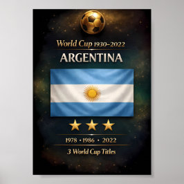 Argentina VM-mästare 1978, 1986, 2022 Poster