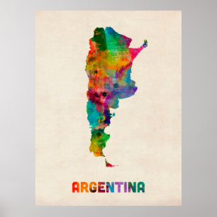 Argentina Watercolor Karta Poster