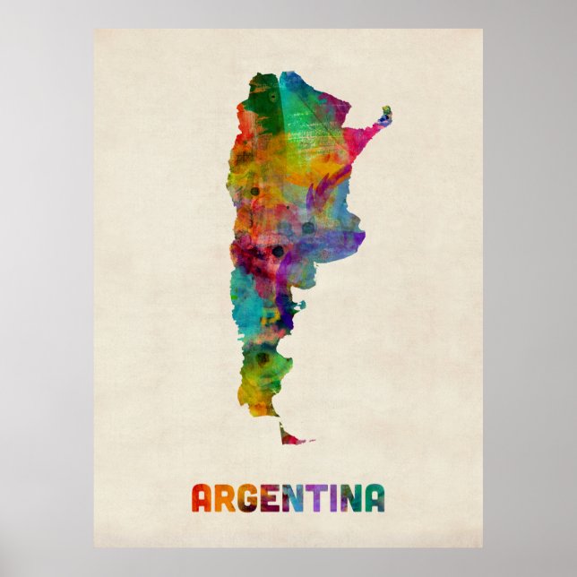 Argentina Watercolor Karta Poster (Framsidan)