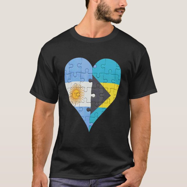 Argentinansk bahamansk Flagga Heart T Shirt (Framsida)